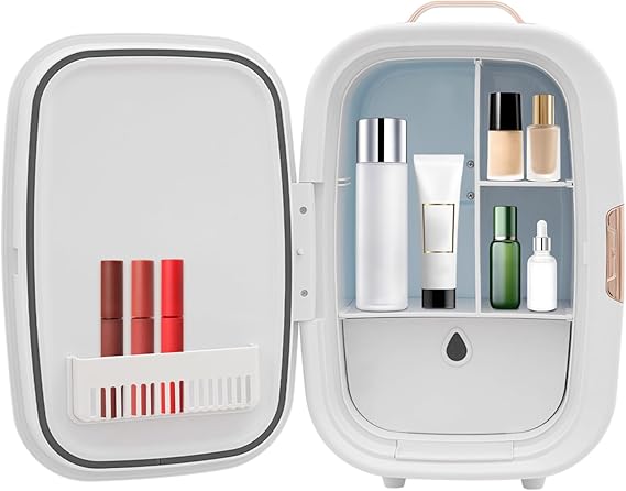 12 Liter Skincare Fridge, 20C/68F Low Noise Constant Temperature Cosmetic Fridge Home Beauty Cosmetics Refrigerator Portable Control Mini Compact Beauty Refrigerator for Bedroom Office & Car (White)