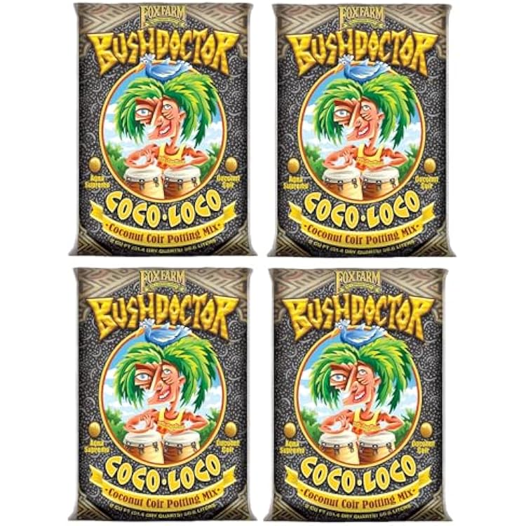 FoxFarm Bush Doctor Coco Loco Potting Mix, 2cu ft Pack of 4 - Extends Your Watering Schedule, Triple-Washed to Reduce Salt Content - Perfect for Cultivating Vigorous Plants