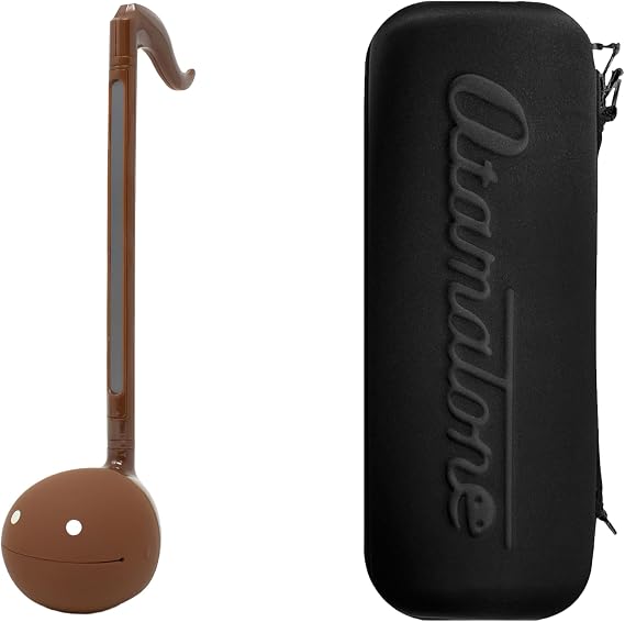 Otamatone Regular [Chocolate] and Matte Case [Black] Bundle Japanese Electronic Musical Instrument Portable Music Synthesizer from Japan Maywa Denki Award Educational Fun Gift for Children Teen Adult