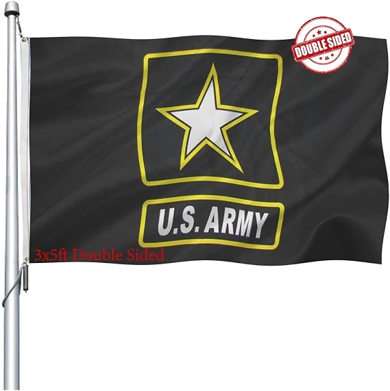 US Army Flag 3x5 Outdoor Double Sided - Heavy Duty United States Military Flag - American Black Star Banner With 2 Brass Grommets 4 Rows Stitched