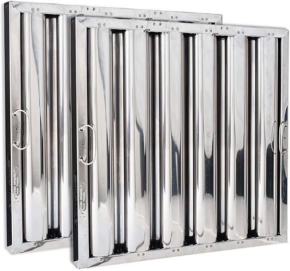 Kleen-Gard High Efficiency Commercial Kitchen Hood Filter, Range Hood Baffle Grease Filter for Restaurant Kitchen Exhaust Hoods, 20H x 20W | Actual Size: 19.5H x 19.5W x 1.88D inches | (Pack of 2)