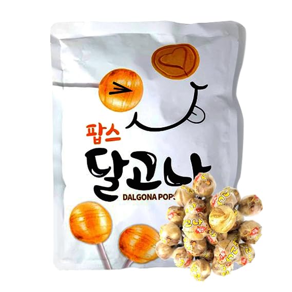 Minecook Dalgona Pops Korean Street Food Delight Sugar Lollypops, Party Flavors Supplies Birthdays, Halloween Sweet Treat, Individually Wrapped_9.87 oz (280g)_1 Pack