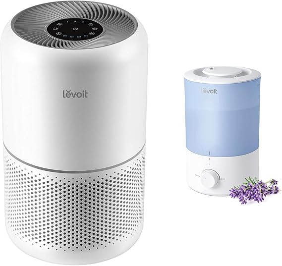 LEVOIT Air Purifier for Home Allergies Pets Hair in Bedroom, Covers Up to 1095 ft2 & Dual 150 Humidifiers for Bedroom Large Room