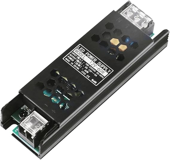 AC/DC LED Power Supply 220V to 12V 24V Transformer 60W 100W 200W 300W 400W LED Strip Light Driver Ultra Thin Converter Color: DC 12V 60W, Size: AC 180-250v