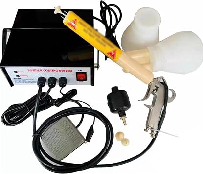 Powder Coating Kit, Electrostatic Powder Coating System Machine, 5 Stage Electric Paint Spray Gun with Foot Switch (Black)