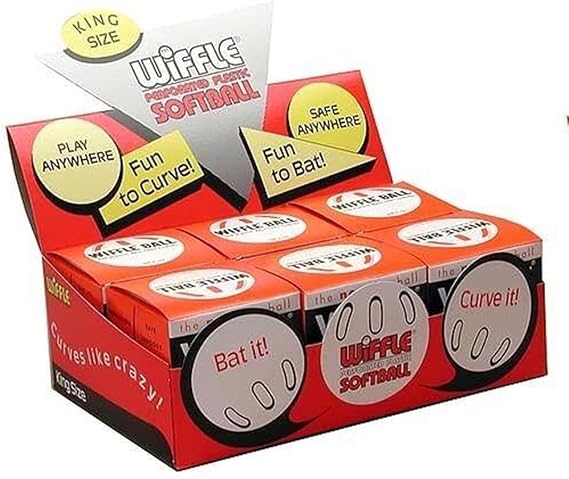 (6) Softball Sized 12" Wiffle Balls in a Countertop Display by Wiffle