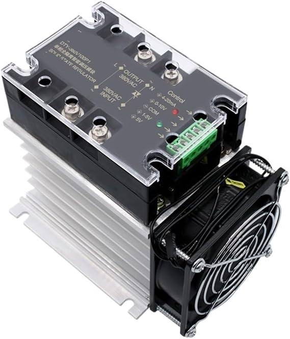 Solid State Relay 220V 380V 100A 120A Enhanced Full Isolation Single Phase AC Voltage Regulator Module Power Regulator Module with Heat Sink(120A,380V)