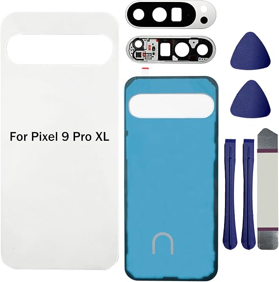 Pixel 9 Pro XL バックガラス交換用 Google Pixel 9 Pro XL 5G リアバックカバー ガラスハウジングドア カメラレンズ付き、テープとツールキットPixel 9/9 Proには対応していません磁器