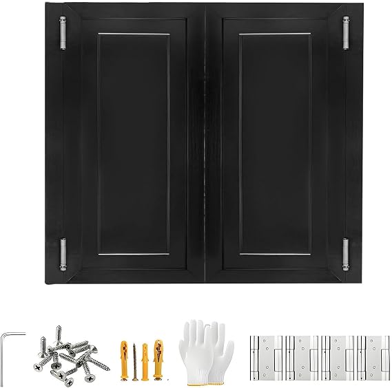 Swinging Cafe Doors, Interior Solid Wood Swing Door, Saloon Cafe Doors with Metal Hinges, Two-Way Double Swinging barn Door, Bar Half Doors for Shop Entrance Partition(Black,37" X 39)