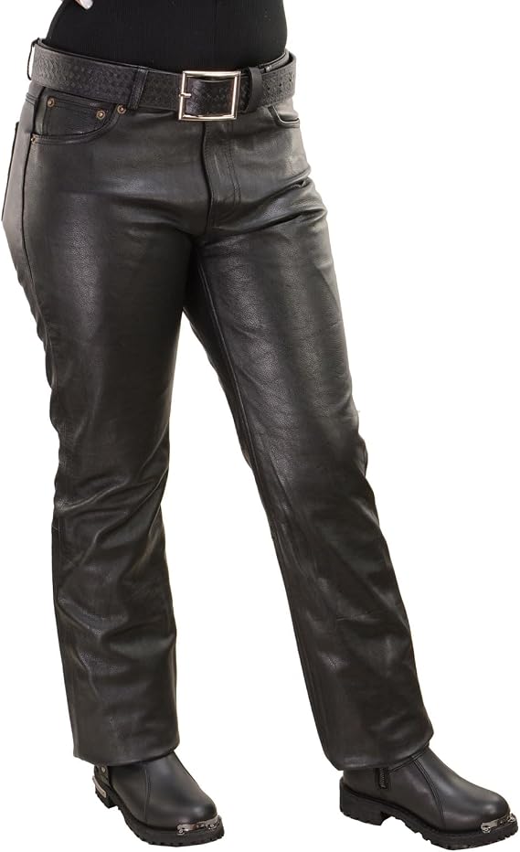 Milwaukee Leather Women's Premium Leather Classic Casual Motorcycle Rider Pants