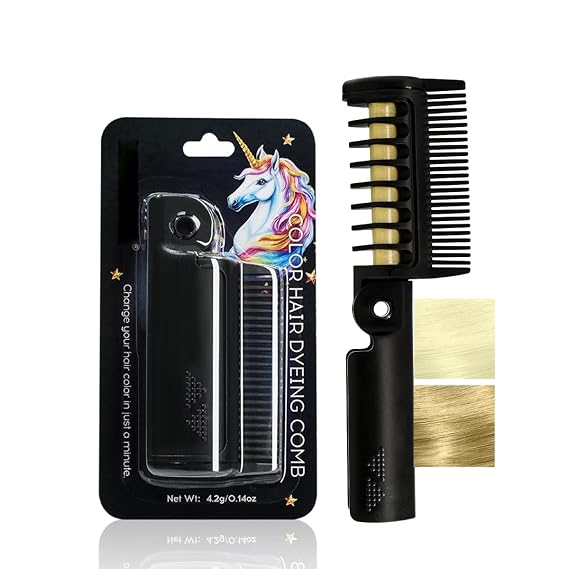Temporary Color Hair Dyeing Comb, Disposable Folding Hair Dye Comb, Washable Highly Pigmented Easy to Dye for Halloween Christmas Festivals DIY Party