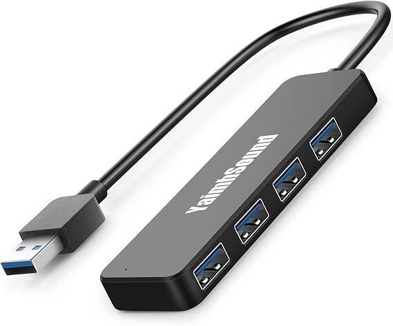 4-Port USB Hub 3.0, YaimhSound USB Splitter for Laptop, USB Multiport | Keyboard, Mouse Adapter for Dell, Asus, HP, MacBook Air, Surface Pro, Acer, Xbox, Flash Drive, HDD, Console, Printer, Camera