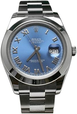 Rolex Datejust II 41 Blue Azzurro Roman Dial Steel Mens Watch 116300