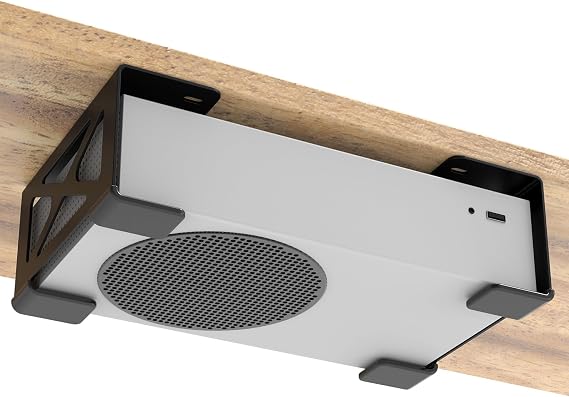 Under Desk Storage Mount Compatible for Xbox Series S, Under Desk Holder Compatible for Xbox One S/X/360, Metal Under Desktop Storage Mount,Desktop Mini PC Holder