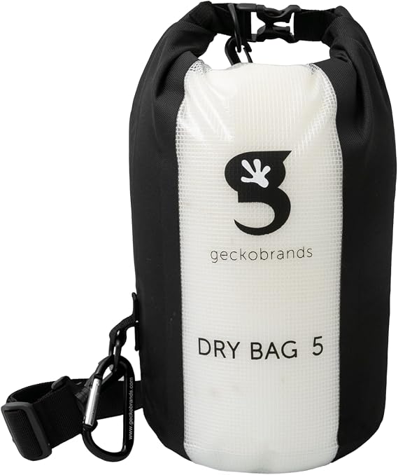 geckobrands Durable View Dry Bag Waterproof Roll Top Dry Bag with Translucent Front Panel for Easy Identification