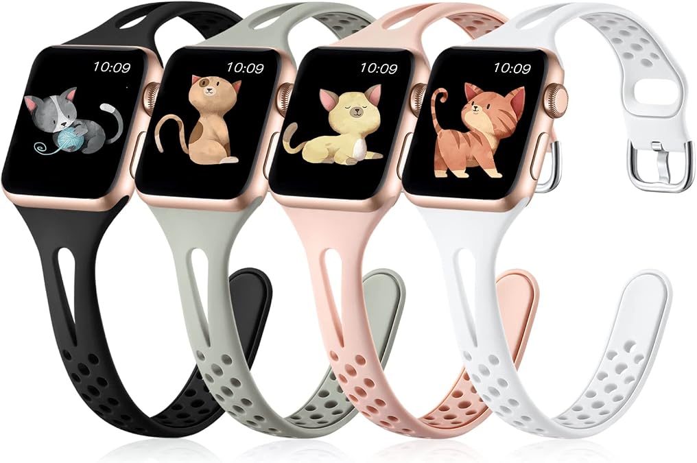Getino Compatible with Apple Watch Bands 38mm 40mm 41mm 42mm 44mm 45mm 46mm 49mm for Women Men, Soft Durable Breathable Thin Slim Narrow Band for iWatch Series 11 10 9 8 7 6 5 4 3 2 1 Ultra SE 3/2/1