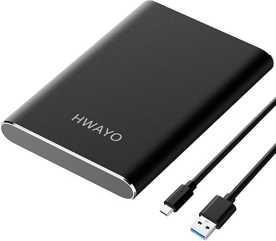 HWAYO 120GB Portable External Hard Drive, USB3.1 Gen 1 Type C Ultra Slim 2.5'' HDD Storage Compatible for PC, Desktop, Laptop, Mac, Xbox One (Black)