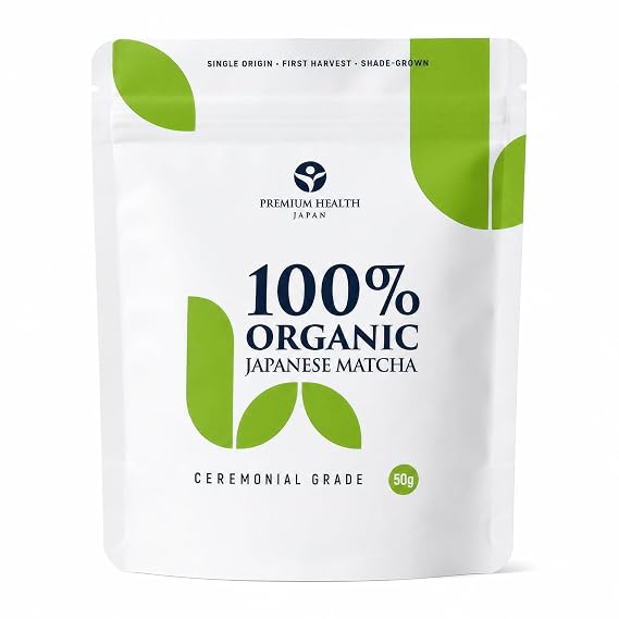 Organic Japanese Matcha Powder 50g JAS Certified, Ceremonial Grade, First Harvest, Uji Kyoto Blended Unsweetened, Vegan, for Matcha Latte, Smoothies & Traditional Tea