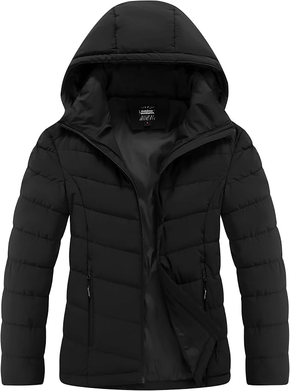 Outdoor Ventures Women's Hooded Puffer Jacket Waterproof Light Winter Coat
