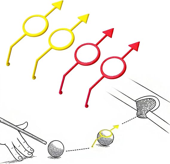 Billiards Ball Aiming Aid,Cue Ball Trainer for (2-1/4",0.98",1.5") Balls.2,4 or 6 Pcs Billiard Angle Trainer for Children,Red or Yellow Pool Training Cue Ball Aid
