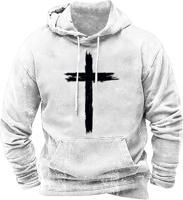 Miyaomn Christian Hoodies for Men Christ Cross Inspiratianal Religious Faith Pullover Graphic Vintage Long Sleeve Sweatshirt
