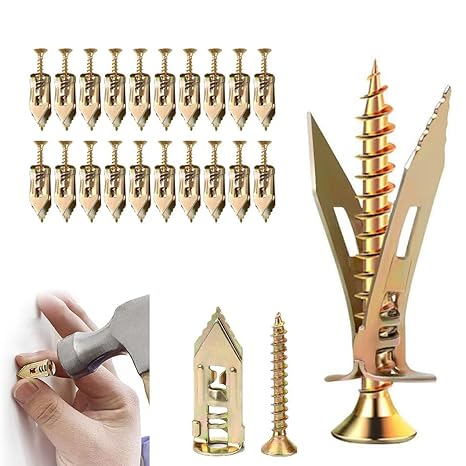 Self Drilling Anchors Screws, Self Drilling Drywall Anchors and Screws kit for Wet and fix Drywall Anchor Repair Tools for Fixing Garden Statues,Patio Furniture,Garden Deco (20, 1.18+1.37in)