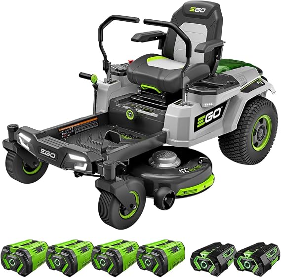 EGO ZT4204L 56-Volt 42-Inch Z6 Zero Turn Riding Mower with Peak Power Technology, (4) 10.0Ah Battery, 1600W Charger Included Plus Extra (2) BA2800T 5.0Ah Battery