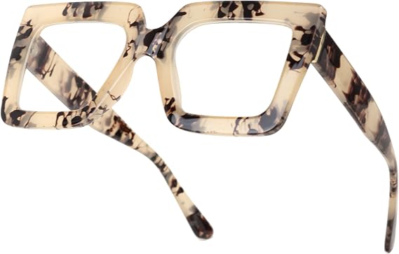 Oversized Blue Light Glasses for Women Fashion Square Thick Frames Stylish Non-Prescription Eyewear GRACE