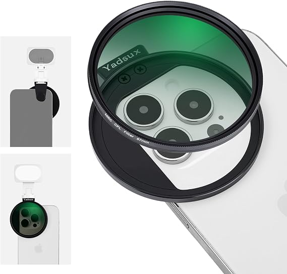 ND Filter for iPhone, 67mm Variable Neutral Density 2-400,Metal Adapter, Extended Cold Boot.Optical Glass Multi-Layer Coated Lens.