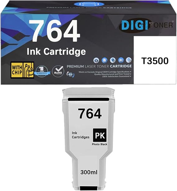 764 Ink Cartridge Replacement for HP 764 C1Q17A Ink Cartridge Compatible with HP DesignJet T3500 Printers,300ML (6-Pack,Photo Black)