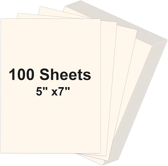 AOBOPLE Cream Cardstock, 5x7, 100 Sheets, 66lb/180gsm, For DIY Projects | Virgin Wood Pulp, Acid-Free, Smooth Finish, Double-Sided Color, Printer Friendly, For Greeting Card Making,Postcards