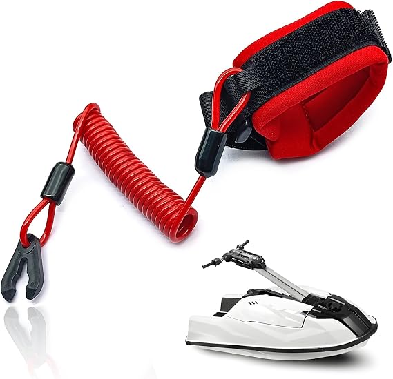 Jet Ski Key Lanyard Compatible with Yamaha Jet Ski Accessories for Waverunner VX Cruiser FX, Yamaha Kill Switch Lanyard, Engine Safety Stop Tether Replace EW2-68348-00-00, 6K8-82556-00-00