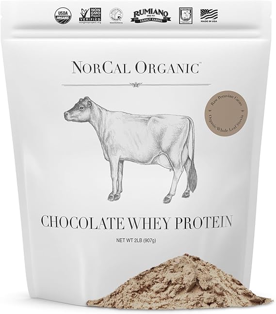NorCal Organic Chocolate Whey Protein, USA Grass-Fed, USDA Cert, 2 lb