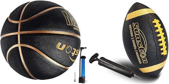 Senston Black Gold Set - 1 Basketball Size 7; 1 Football Size 9