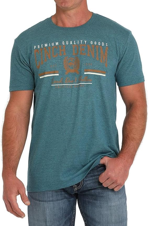 Cinch Mens Teal Logo Short Sleeve T-Shirt Teal L