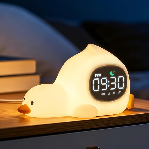 Duck Kids Alarm Clock with Night Light, OK to Wake Clock for Toddler | Cute Digital Clock for Bedroom Bedside, Dual Alarm, Multicolor Night Light, White Noise, Desk Clock Gift for Boys and Girls