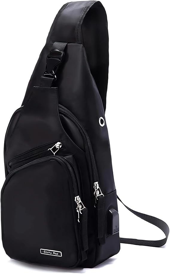 Seoky Rop Men Women Sling Backpack Shoulder Chest Crossbody Bag | Hiking bag,Nylon Fabric,Water Resistant,USB Charging Port,Multi-compartment Storage,Travel Workout