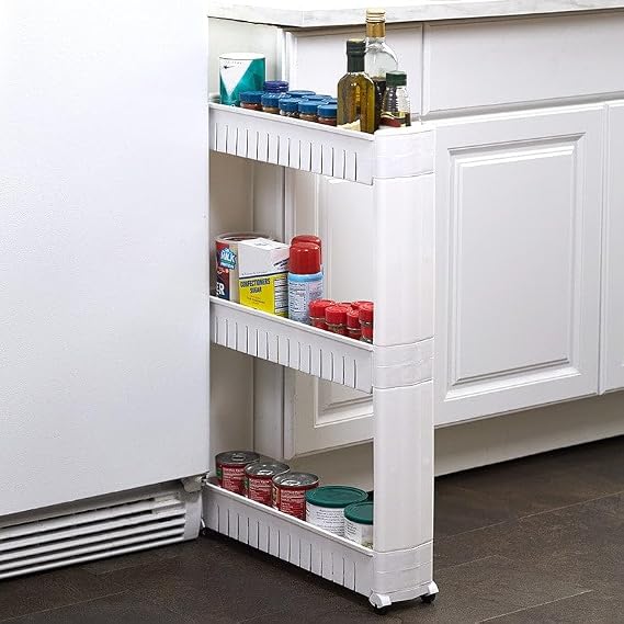 The Lakeside Collection Rolling Cart - 3-Tier Rolling Storage Cart