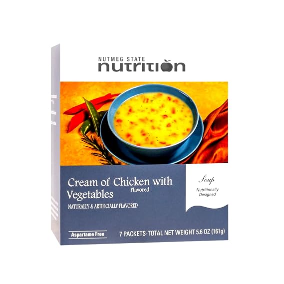 Nutmeg State Nutrition High Protein Instant Soup Mix, Low Calorie, Low Fat, Low Carb, Ideal Protein Compatible, Aspartame Free, 7 Servings Per Box (Cream of Chicken with Vegetables)