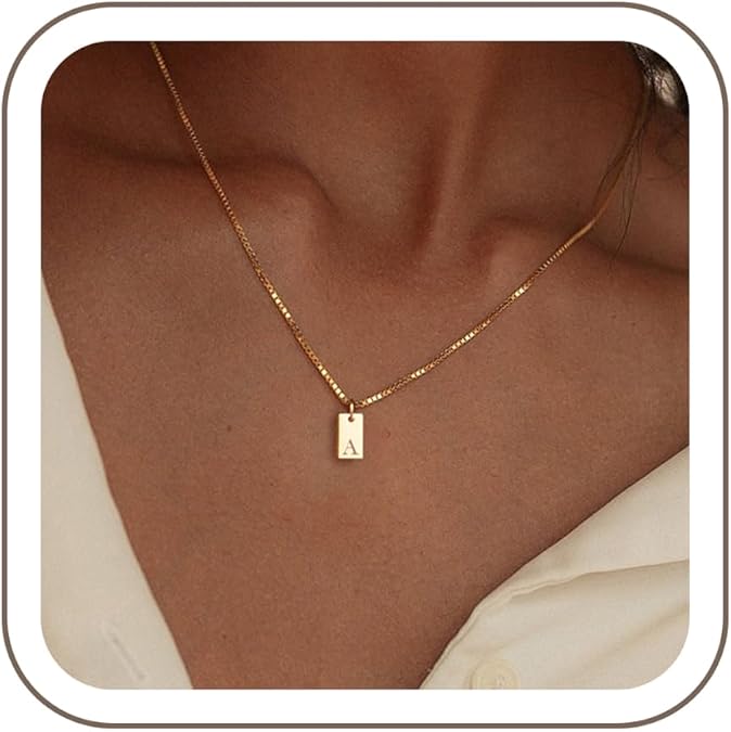 Initial Necklaces for Women 14K Gold Plated Letter Necklace Dainty Waterproof Pendant Necklace Personalized Gifts Trendy Gold Jewelry