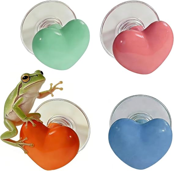 JSLZF Tree Frog Habitat Terrarium Accessories Tank Ceramic Decor Rest & Climbing Spots with Suction Cups (4 PCS)