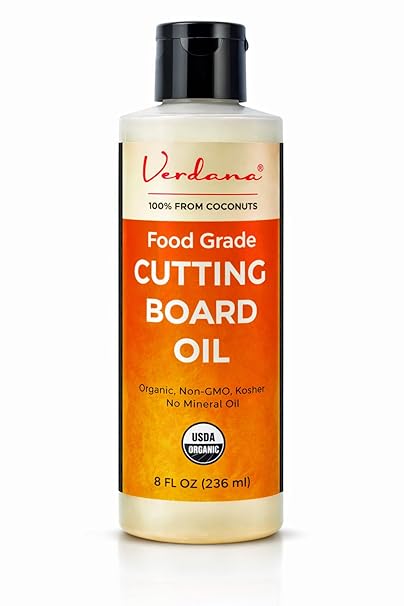 Verdana Food Grade Cutting Board Oil Organic Coconut-Derived, Food Safe Mineral Oil Alternative for Butcher Block, Bamboo & Wooden Utensils Kosher, Non-GMO, 8 fl oz