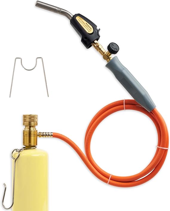 Double Valve Self-Ignition MAPP And Propane Torch With 60 inch Hose And Stainless Steel Head For Soldering