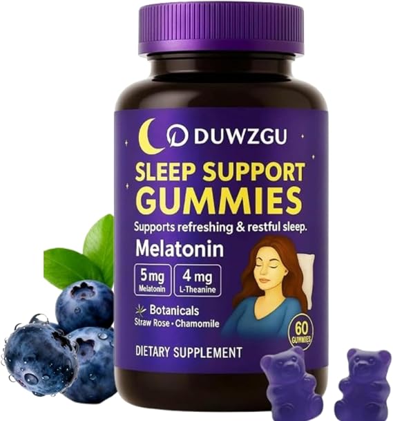 Sleep Gummies for Adults Melatonin, L-Theanine, Chamomile & Lemon Balm Berry Flavor Vegan, Non-GMO 60 Nighttime Gummies for Restful Sleep Delicious, Gentle, Natural Support