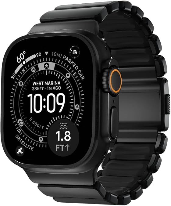 NOMAD Stratos Titanium Band With Inside FKM Interior Links 49mm, Apple Watch Band Compatible with Ultra 1-3, Series 1-11 and SE, Band for Apple Watch, All Day Comfort and Extreme Durability