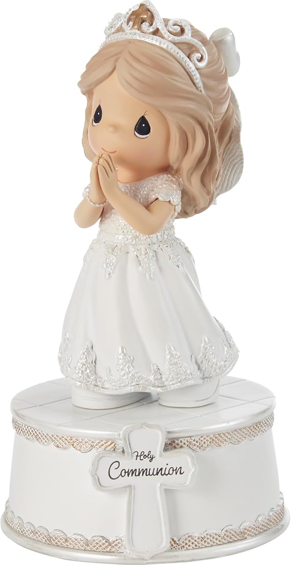 Precious Moments Holy Communion Girl Musical Figurine Plays The Lords Prayer First Communion Gift for Girls, Religious Keepsake for Catholic and Christian Faith