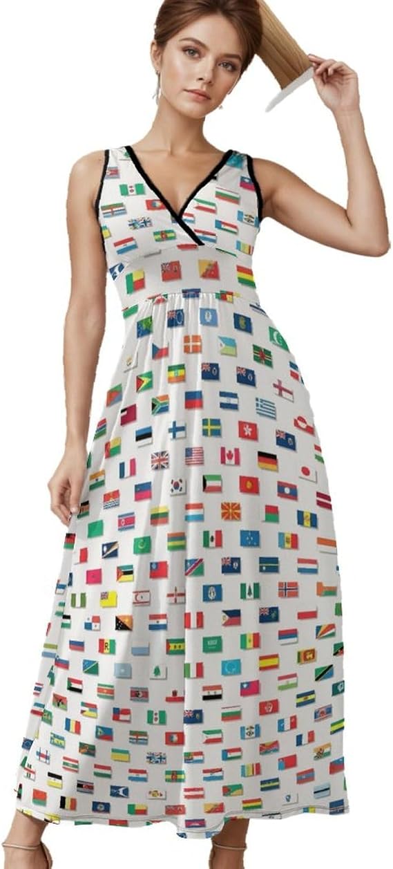Women's Sleeveless V-Neck Maxi Dress Summer Dresses