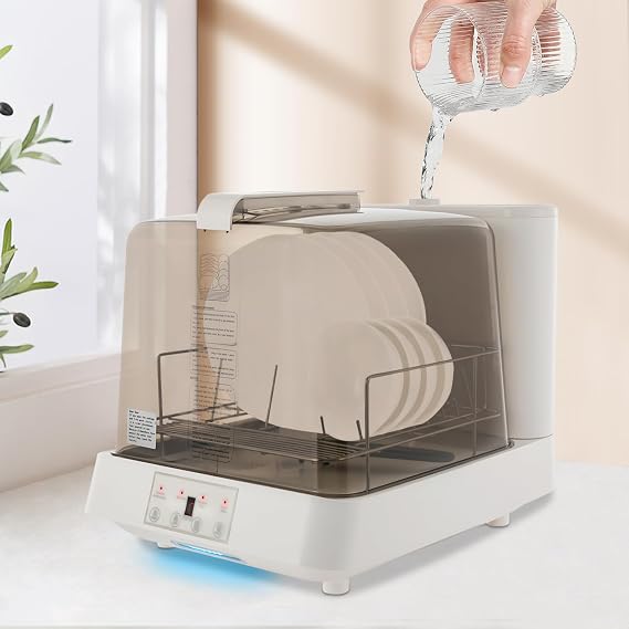Portable Countertop Dishwasher with 6L Built-in Water Tank & Inlet Hose,3 Programs, 360Dual Spray,149F High-Temp& Air-Dry Function, Mini Dishwasher for RV,18 .814. 915.7 inch