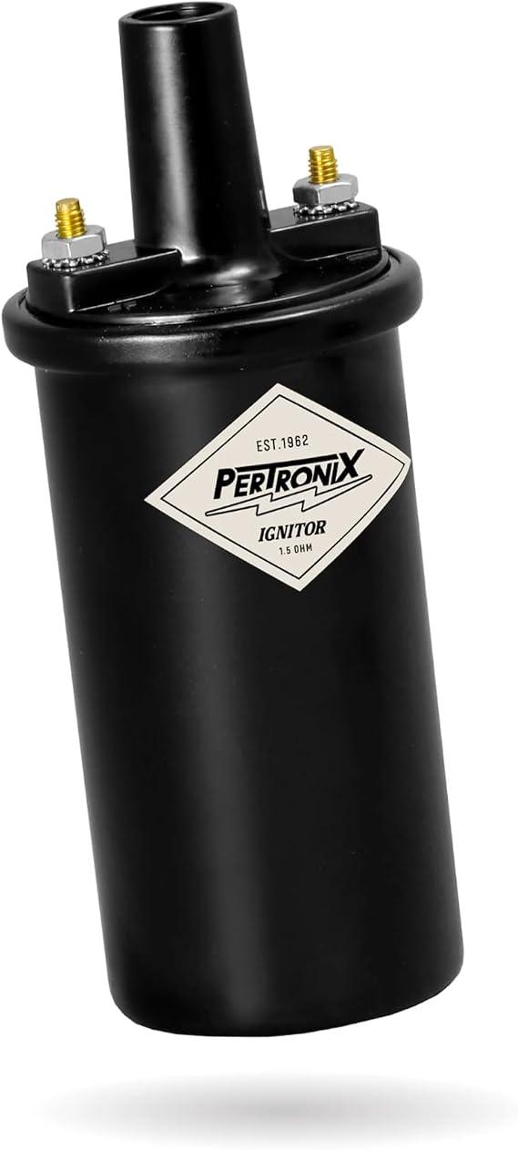 PerTronix Flame-Thrower Ignition Coil 40,000 Volt, Black, 40011 | 6 & 12V High Output Performance Ignition Coil, 1.5 Ohm Oil-Filled Canister, Electronic Compatible