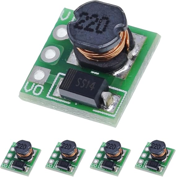 5 Pack Mini Boost Converter Module, 0.9-5V to 5V Step-Up Voltage Regulator, 500mA Max, 85% Efficiency, 150KHz, 11x11x7.5mmPower Supply Module for DIY Electronics